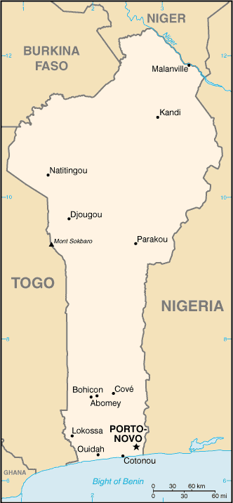 Map of Benin Africa